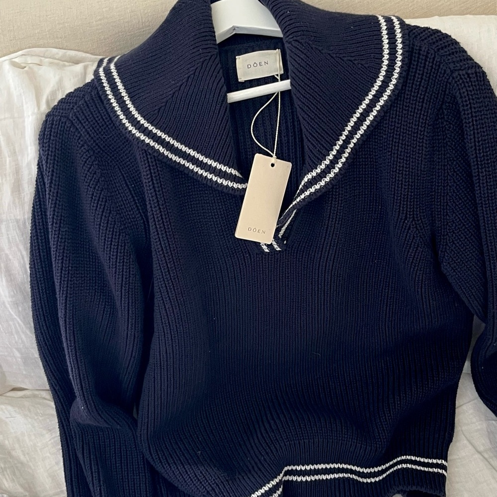 Doen Black Voyage Knit Sweater with White Trim - Picture 3 of 6